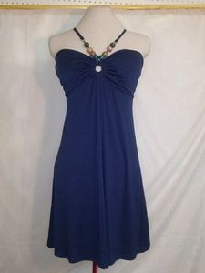 Women's Large Blue Beaded Neck SunDress by Lipstic